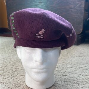Kangol Plum Beret with Green Accents